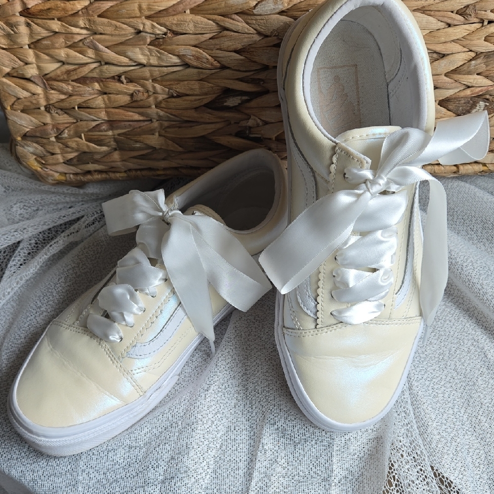 Vans Women’s Cream Satin Ribbon Old Skool Sneakers